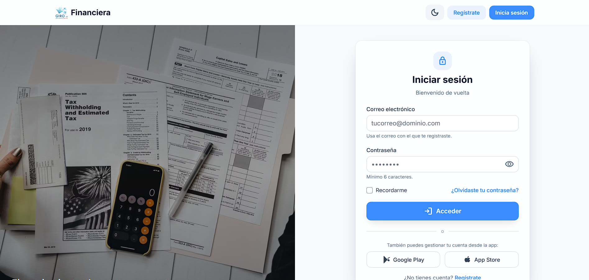 Portal Web y app para financieras y empresas de crédito
